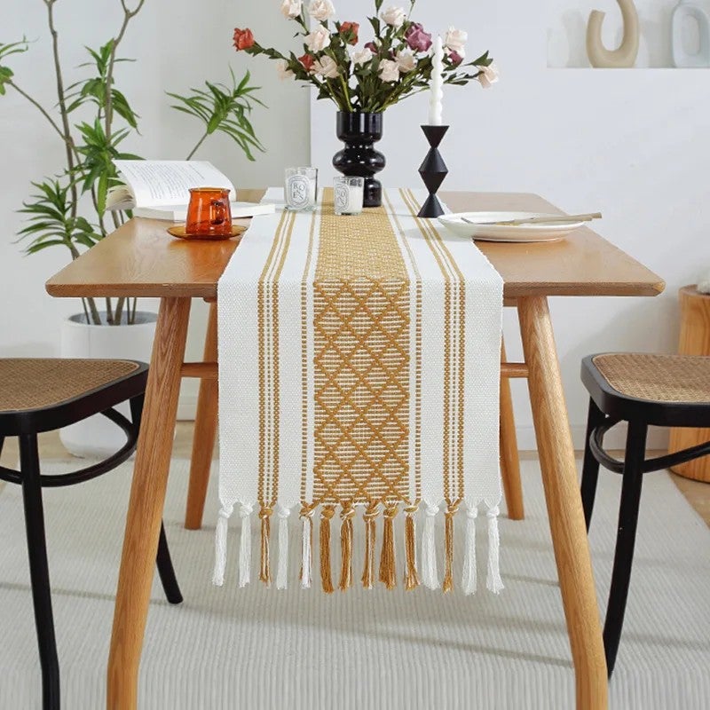 Bluejw New Chinese Design Luxury Washable Jacquard Cotton Woven Dinning Table Decor Bed Runner Dining Table Runners and Mats Set - Image 1
